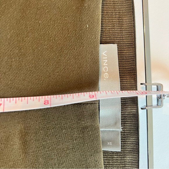 Vince XS Flat Front Stretchy Ankle Cropped Trouser Dress Casual Pant Green Brown - Picture 8 of 10